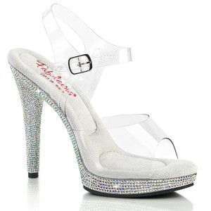 Silver / Clear Pleaser Glory-508DM Women's Heels Sandals | AU PKOISRW