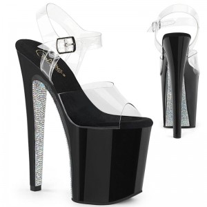 Silver / Clear Pleaser Xtreme-808CRS Women's Platform Heels Sandals | AUSTRALIA KLIWH