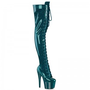 Turquoise Pleaser Adore-3020GP Glitter Women's Thigh High Boots | AUSTRALIA BAOVG