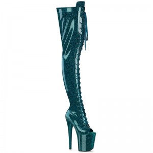 Turquoise Pleaser Flamingo-3021GP Glitter Women's Thigh High Boots | AU XSWUANF