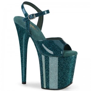 Turquoise Pleaser Flamingo-809GP Women's Platform Heels Sandals | AU XAYMRZS