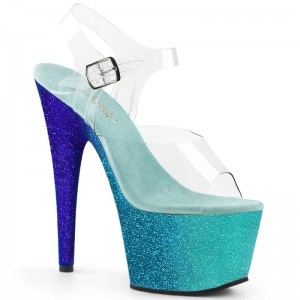 Turquoise / Clear Pleaser Adore-708OMBRE Women's Platform Heels Sandals | AU PHXYWIS