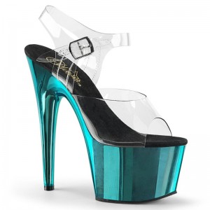 Turquoise / Clear Pleaser Adore-708 Women's Platform Heels Sandals | AUSTRALIA QYOWP