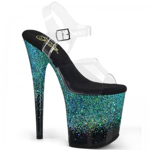 Turquoise / Clear Pleaser Flamingo-808SS Women's Platform Heels Sandals | AUSTRALIA RQDFA