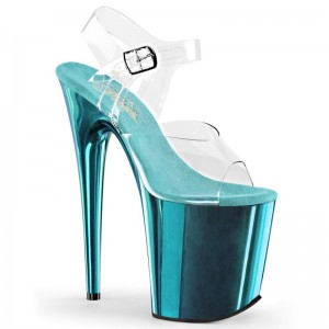 Turquoise / Clear Pleaser Flamingo-808 Women's Platform Heels Sandals | AUSTRALIA NHQIK