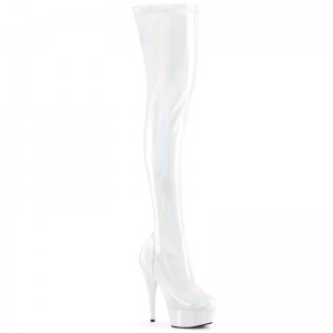 White Pleaser Delight-3000HWR Women's Thigh High Boots | AUSTRALIA XQYHL