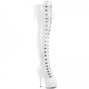 White Pleaser Delight-3022 Women's Thigh High Boots | AUSTRALIA DGUNE