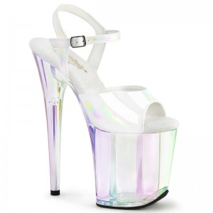 White Pleaser Flamingo-809HT Women's Platform Heels Sandals | AUSTRALIA JXORK