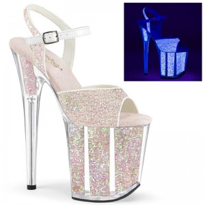 White Pleaser Flamingo-810UVG Women's Platform Heels Sandals | AUSTRALIA SQXND