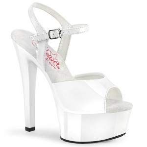 White Pleaser Gleam-609 Women's Platform Heels Sandals | AUSTRALIA ZSTWA