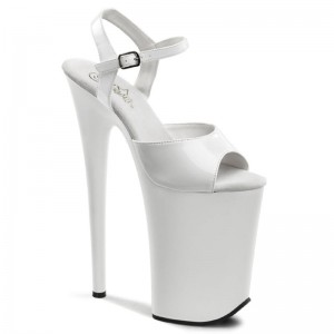 White Pleaser Infinity-909 Women's Platform Heels Sandals | AU HXKNEIT