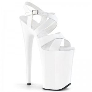 White Pleaser Infinity-997 Women's Platform Heels Sandals | AU LJRNYCK