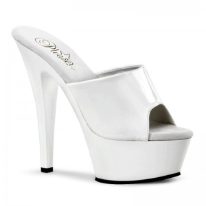 White Pleaser Kiss-201 Women's Platform Slides | AU ONMHDUL