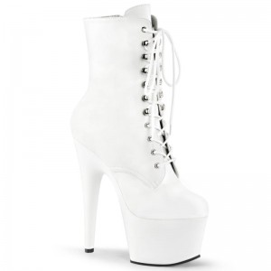 White Vegan Leather Pleaser Adore-1020 Women's Heels Boots | AU RTLDIQE