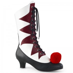 White / Burgundy Pleaser It-120 Women's Heels Boots | AU THLZVIB