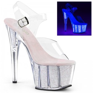 White / Clear Pleaser Adore-708UVG Women's Platform Heels Sandals | AU OLAGFTC