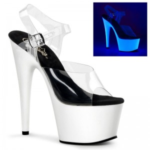 White / Clear Pleaser Adore-708UV Women's Platform Heels Sandals | AUSTRALIA IRTDU