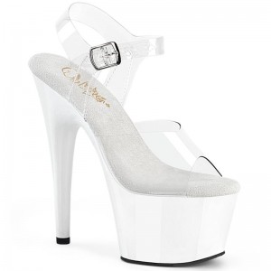 White / Clear Pleaser Adore-708 Women's Platform Heels Sandals | AU KARHEXL