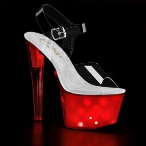 White / Clear Pleaser Discolite-708 Women's Platform Heels Sandals | AUSTRALIA OEQWA