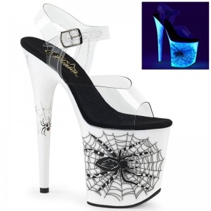 White / Clear Pleaser Flamingo-808SW Women's Platform Heels Sandals | AU RQAPOZF