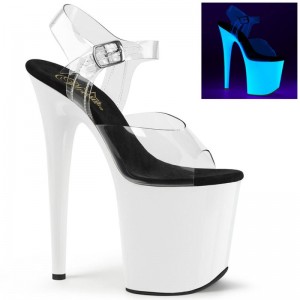 White / Clear Pleaser Flamingo-808UV Women's Platform Heels Sandals | AU WDHVUNL