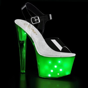 White / Clear Pleaser Illuminator-708 Women's Platform Heels Sandals | AUSTRALIA RWEZC