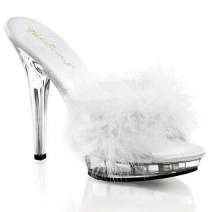 White / Clear Pleaser Lip-101-8 Women's Platform Slides | AU MWLCPAF