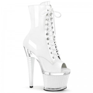 White / Clear Pleaser Spectator-1021 Women's Heels Boots | AU MHLRBNE