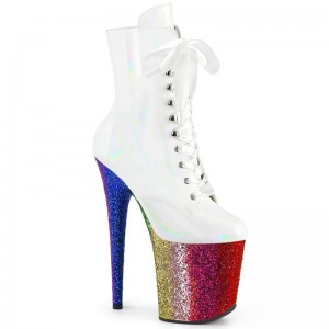 White / Multicolor Pleaser Flamingo-1020HG Women's Heels Boots | AUSTRALIA HYZER