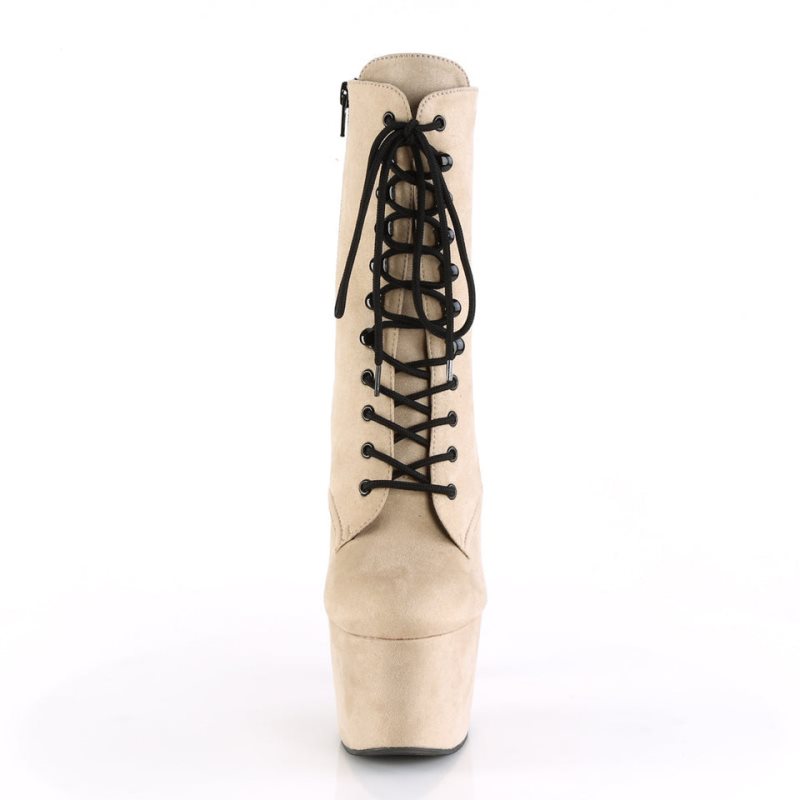 Beige Pleaser Adore-1020FS Faux Suede Women's Heels Boots | AU VIGKRBU