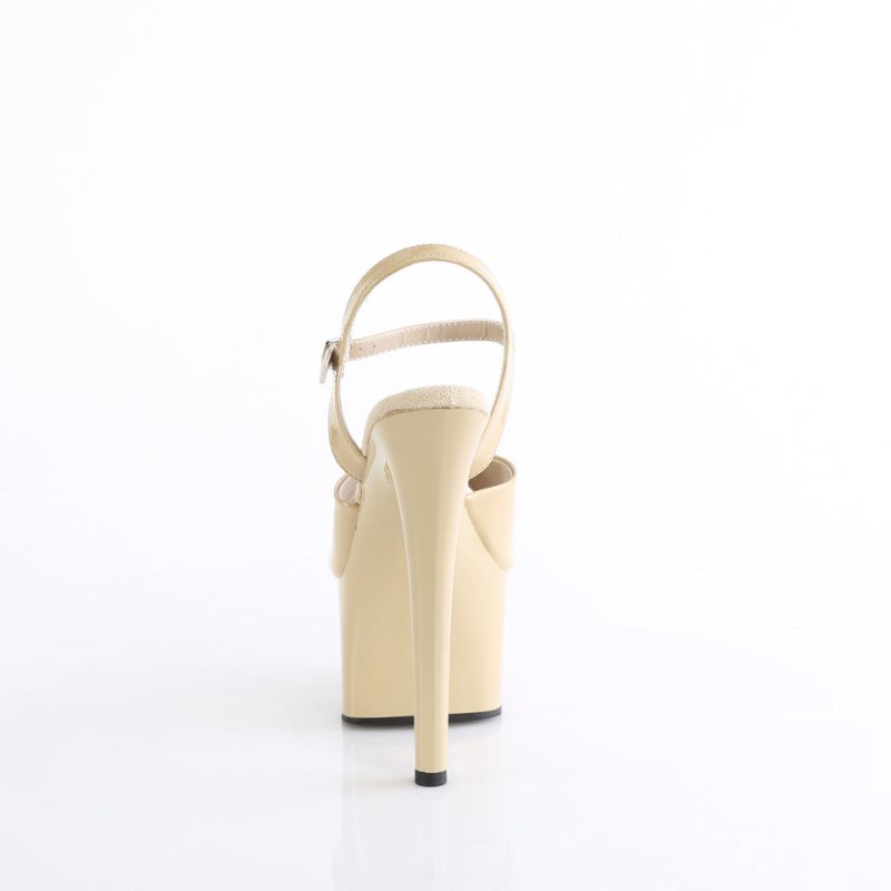 Beige Pleaser Passion-709 Women's Platform Heels Sandals | AU ZLPHAVX