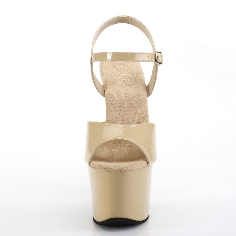 Beige Pleaser Sky-309 Women's Platform Heels Sandals | AU RYNMUSV