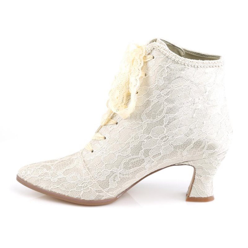 Beige Pleaser Victorian-30 Women's Heels Boots | AU NROAVXQ