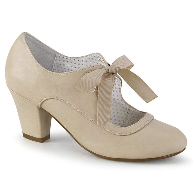 Beige Pleaser Wiggle-32 Vegan Leather Women\'s Pumps | AUSTRALIA HYJUS