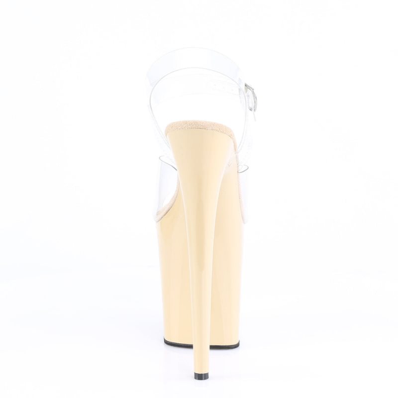 Beige / Clear Pleaser Flamingo-808 Women's Platform Heels Sandals | AU MYEQZKO