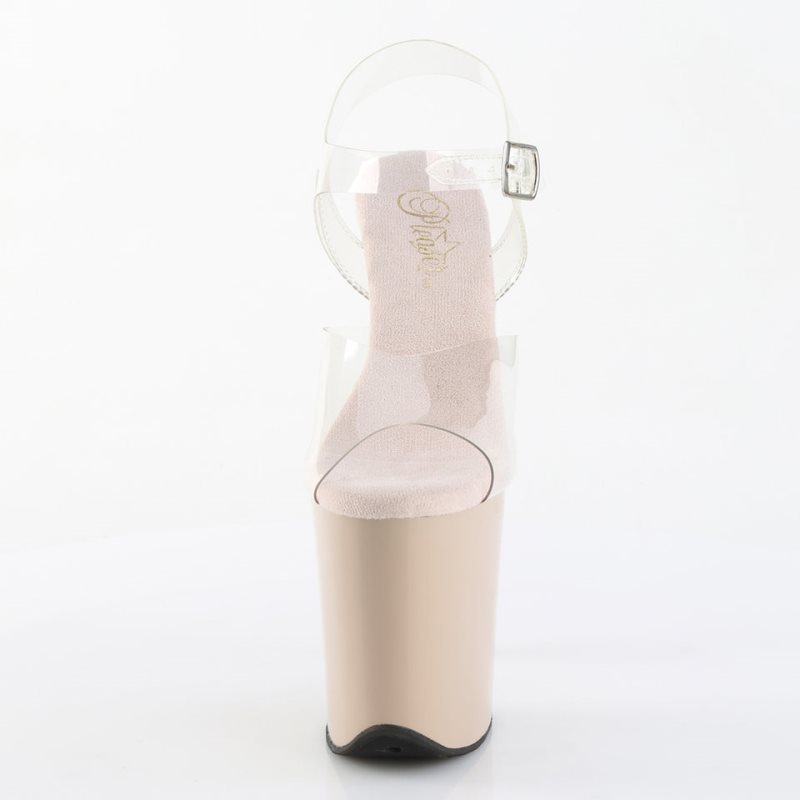 Beige / Clear Pleaser Flamingo-808 Women's Platform Heels Sandals | AUSTRALIA YCKAF