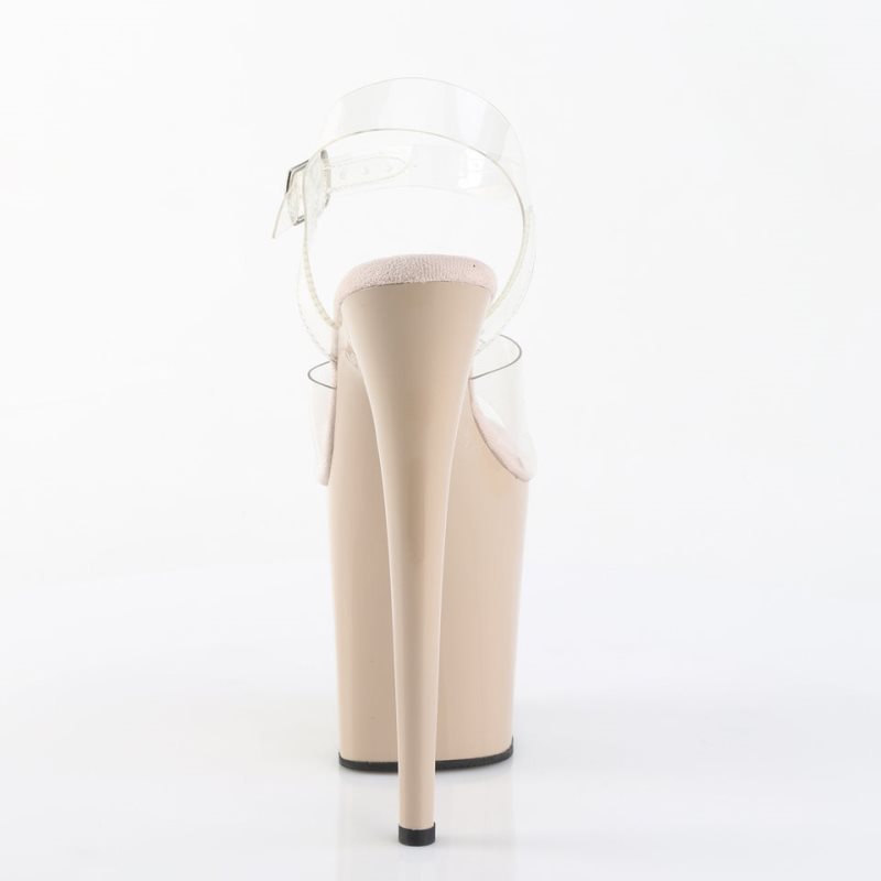 Beige / Clear Pleaser Flamingo-808 Women's Platform Heels Sandals | AUSTRALIA YCKAF