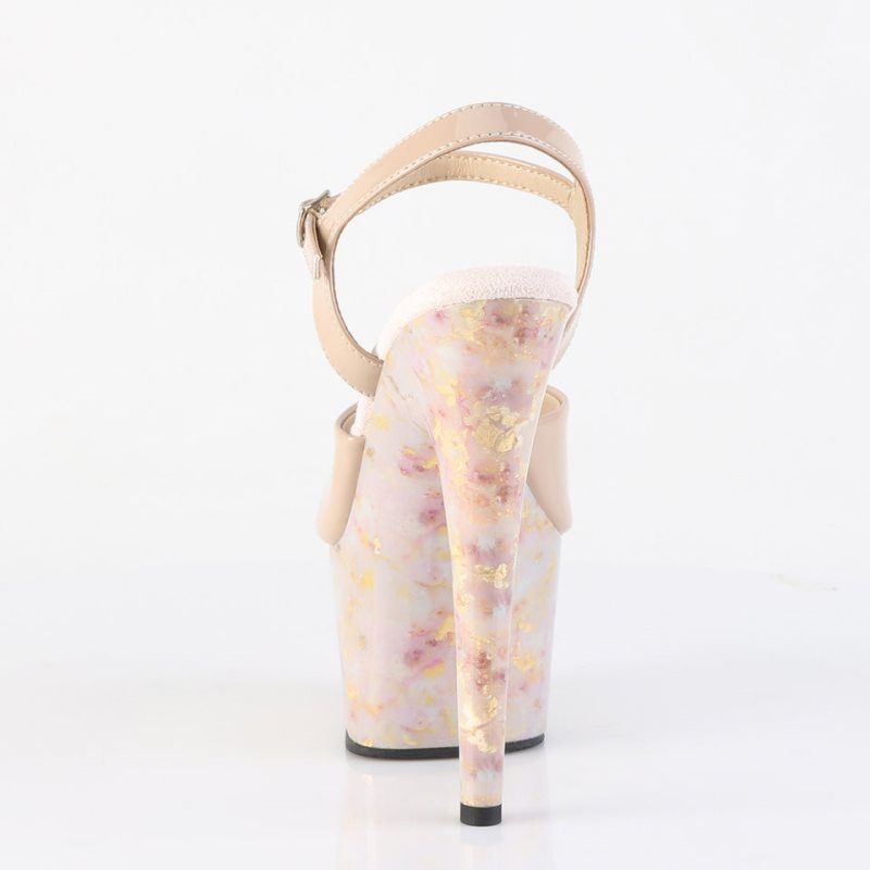 Beige / Pink Pleaser Adore-709MB Women's Platform Heels Sandals | AU NJMBVXU