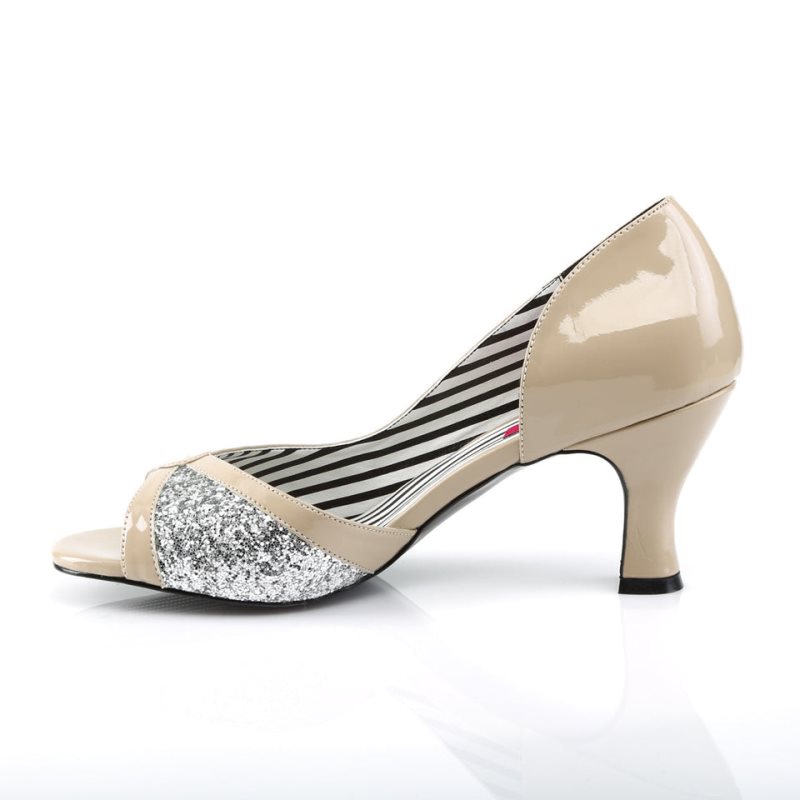 Beige / Silver Pleaser Jenna-03 Women's Pumps | AUSTRALIA PQUZT