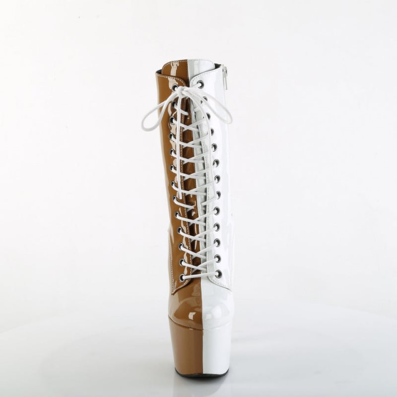 Beige / White Pleaser Adore-1040TT Women's Heels Boots | AU VRKHGEP