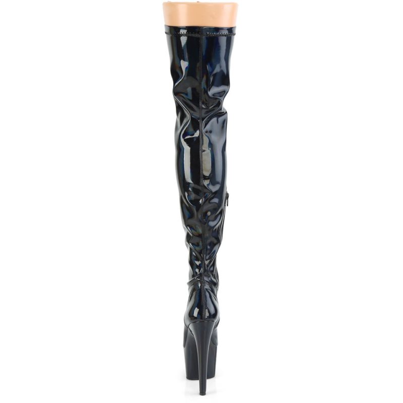 Black Pleaser Adore-3000HWR Hologram Women's Thigh High Boots | AU GYAOLSD