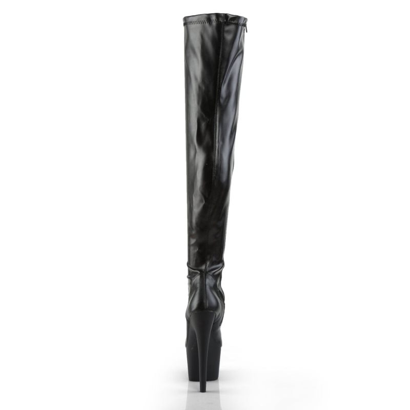 Black Pleaser Adore-3000 Vegan Leather Women's Thigh High Boots | AU SWLOJTE