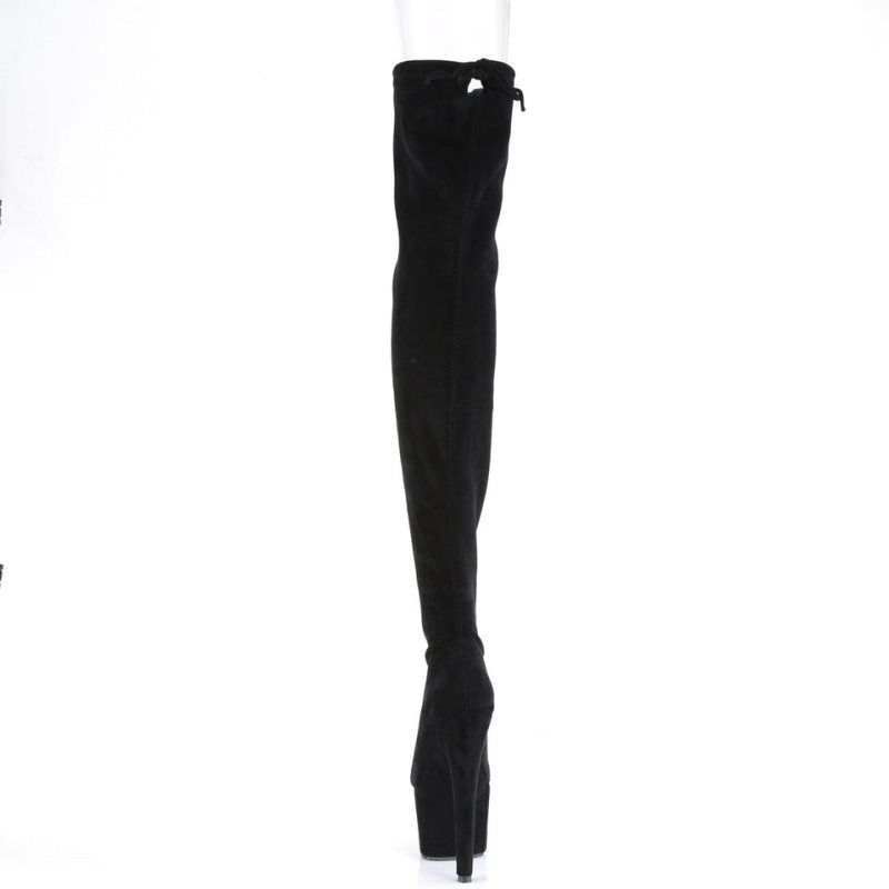 Black Pleaser Adore-3008 Suede Women's Thigh High Boots | AU YTLGUAS