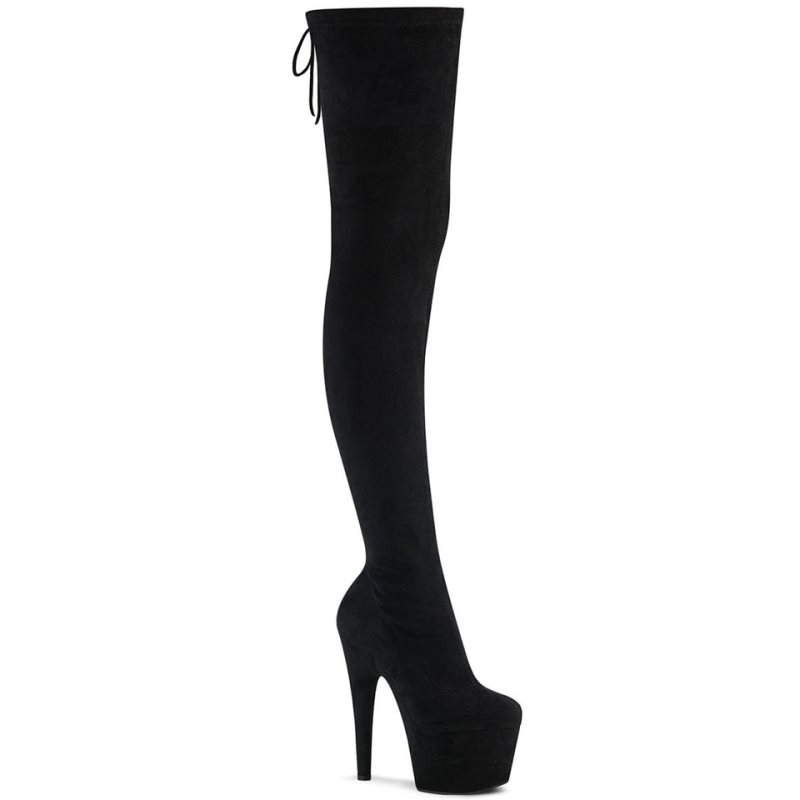 Black Pleaser Adore-3008 Suede Women\'s Thigh High Boots | AU YTLGUAS