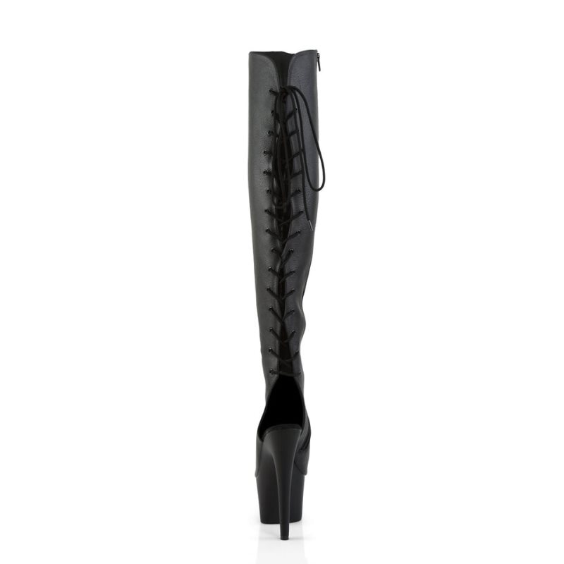 Black Pleaser Adore-3019 Vegan Leather Women's Thigh High Boots | AUSTRALIA FPNHU