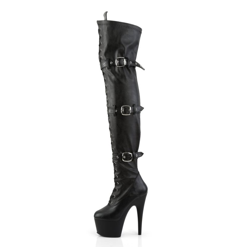 Black Pleaser Adore-3028 Vegan Leather Women's Thigh High Boots | AU NVHMPWG