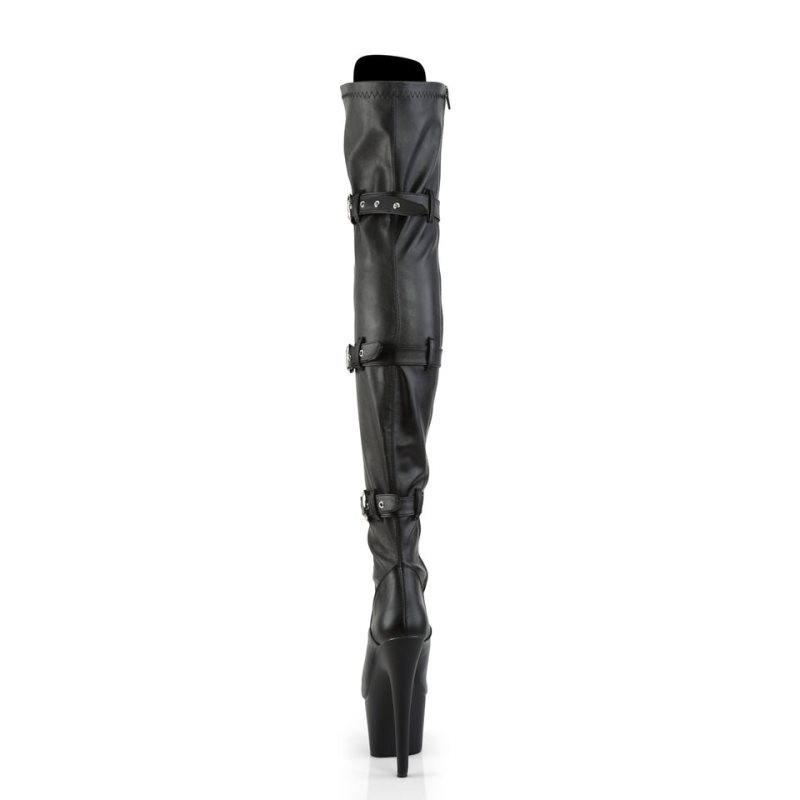 Black Pleaser Adore-3028 Vegan Leather Women's Thigh High Boots | AU NVHMPWG