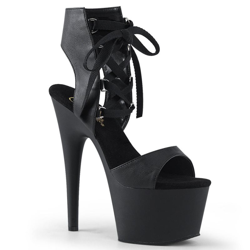 Black Pleaser Adore-700-14 Vegan Leather Women\'s Platform Heels Sandals | AUSTRALIA NBJUI