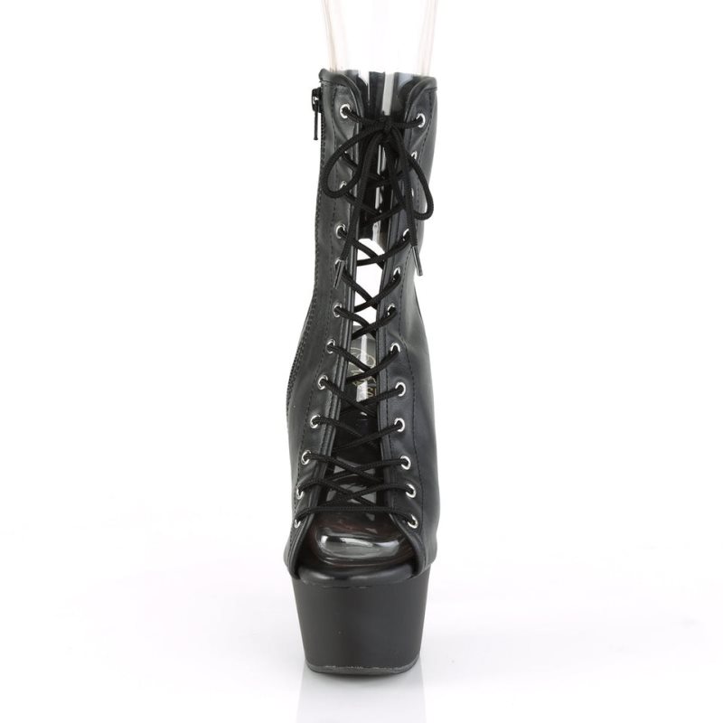 Black Pleaser Aspire-1016 Vegan Leather Women's Heels Boots | AUSTRALIA CPFOQ