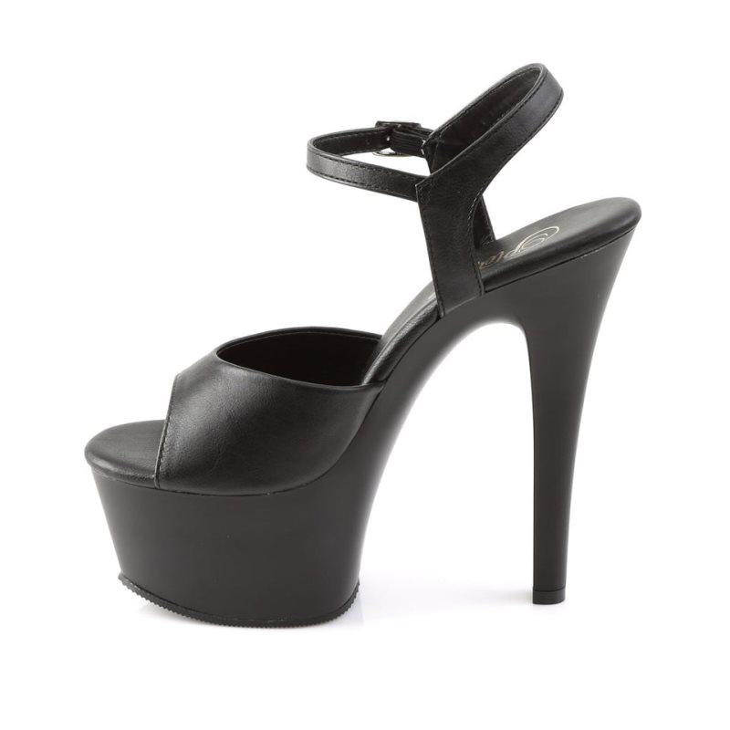 Black Pleaser Aspire-609 Vegan Leather Women's Platform Heels Sandals | AU JTWVFKE